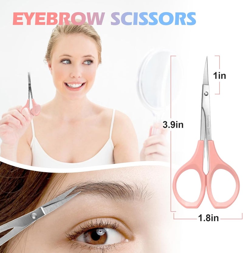 KAJUDA 2 Pcs Eyebrow Scissors for Women， Small Scissors Beauty for Facial Hair, Beard, Ear, Nose, Moustache， Stainless Steel - Image 5
